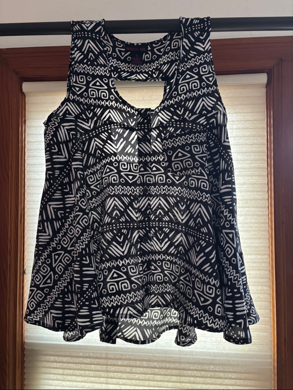 Material Girl Black and White Geometric Keyhole Tank